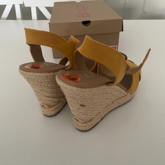 Sugar Barbie Mustard Strap Cork Wedges - Picture 6 of 7